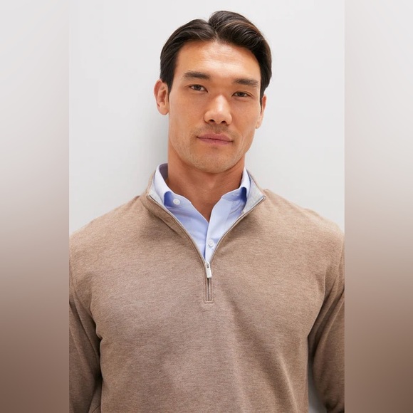 PETER MILLAR CROWN COMFORT QUARTER-ZIP PULLOVER IN POPLAR BROWN - Picture 7 of 11